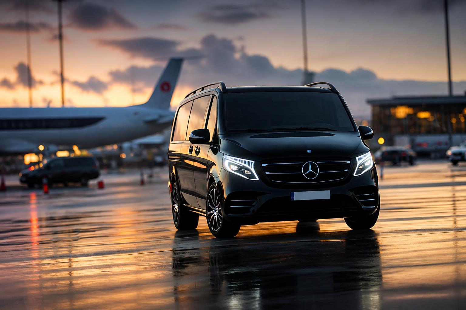 Chauffeur privé Aéroport Nice Côte d’Azur Mercedes Classe V transfert luxe Côte d’Azur